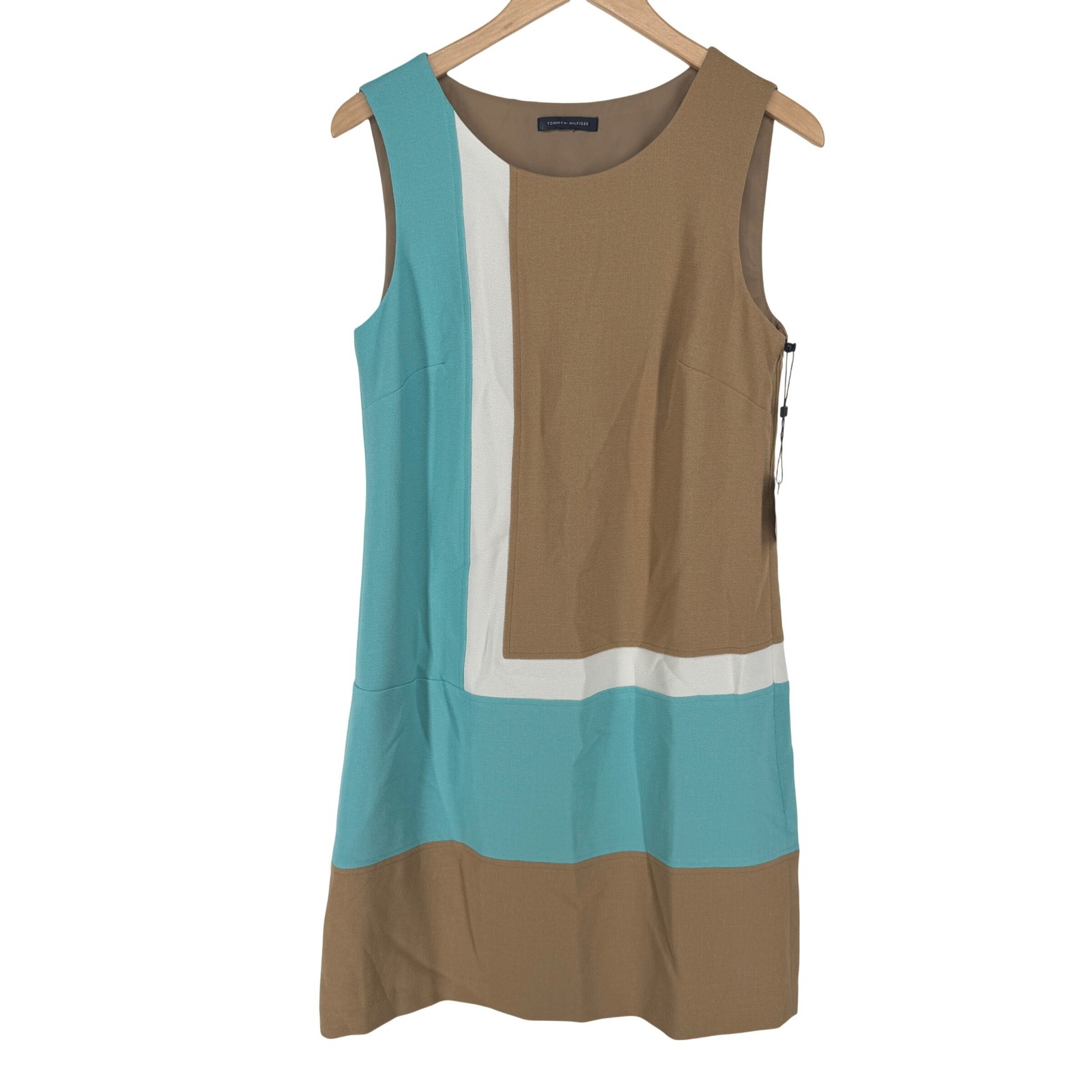 Tommy Hilfiger Color Block Sleeveless Shift Dress Womens Size 6 New Blue 70s